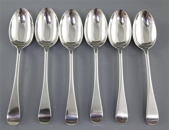 A set of six Victorian silver Old English pattern dessert spoons, Length: 7 ½” Combined Weight: 11.5oz/327grms